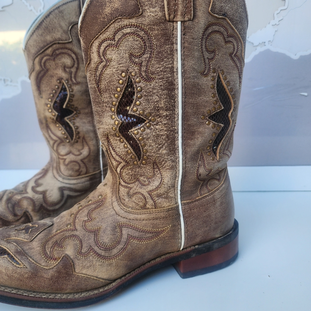 Laredo Spellbound Western Boots Goat Sanded Real Leather Size 9.5 - Picture 5 of 16